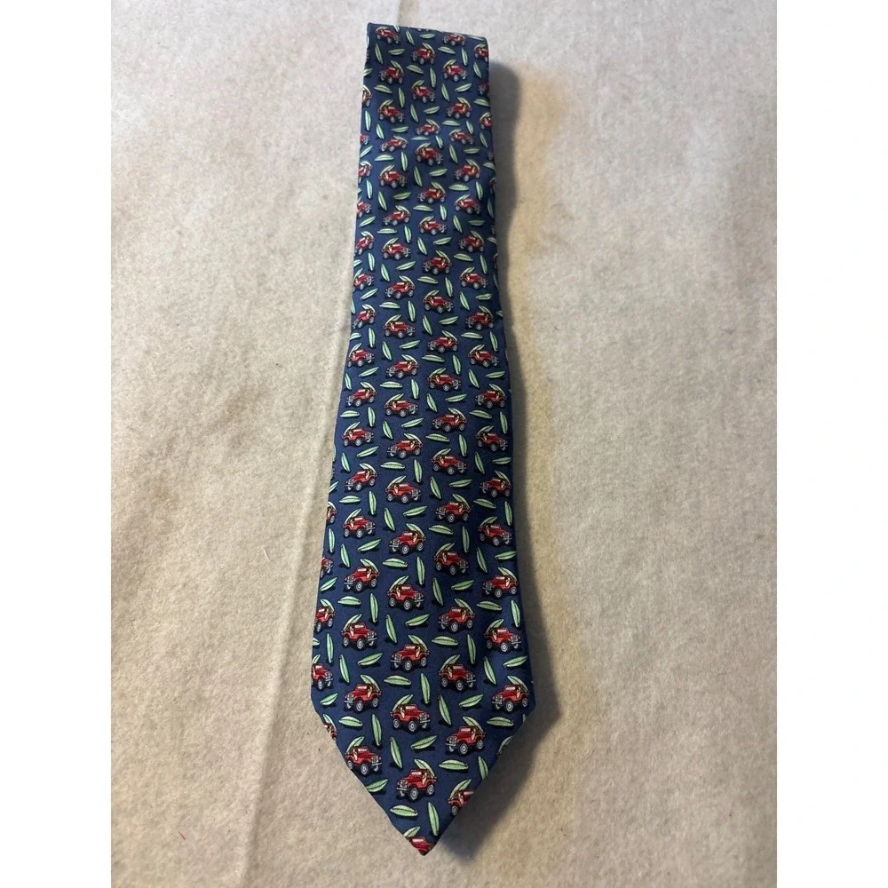 Vineyard Vines Silk Tie Mens Blue Red Jeep Off-Road Vehicle Novelty